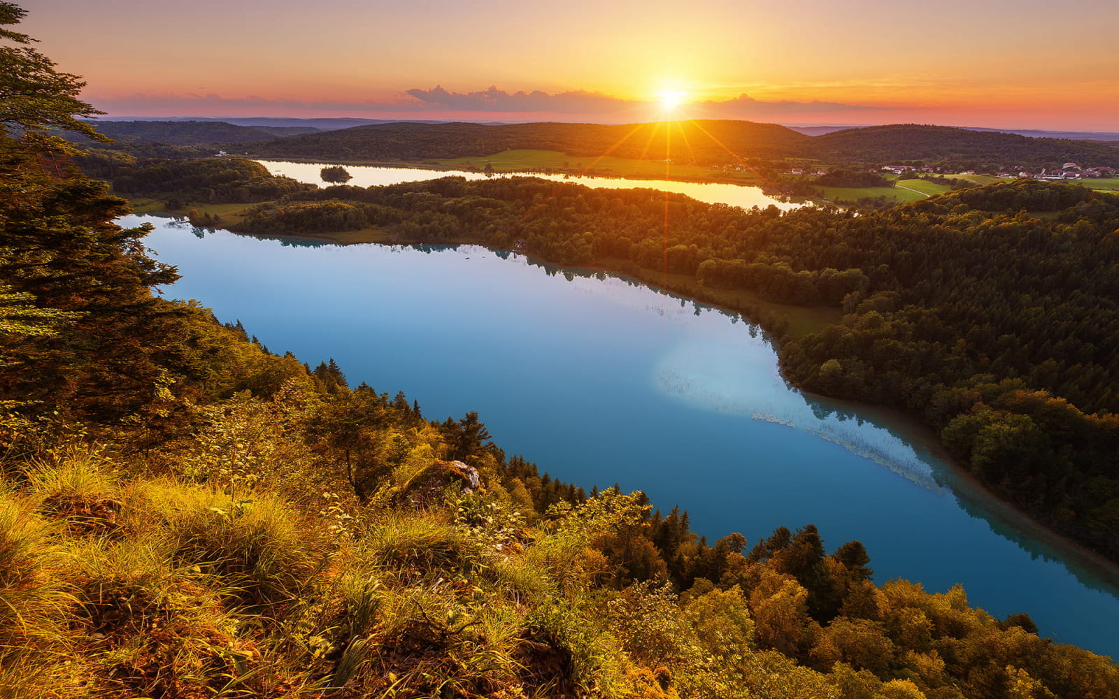 Coucher de soleil sur le belvédère des 4 lacs