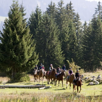 Groupe de cavaliers en balade aux Rousses
