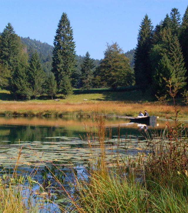 Le lac Genin dans les montagnes du Jura à l'automne