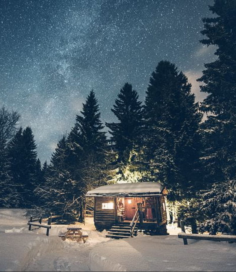 Les loges du Coinchet une nuit d'hiver