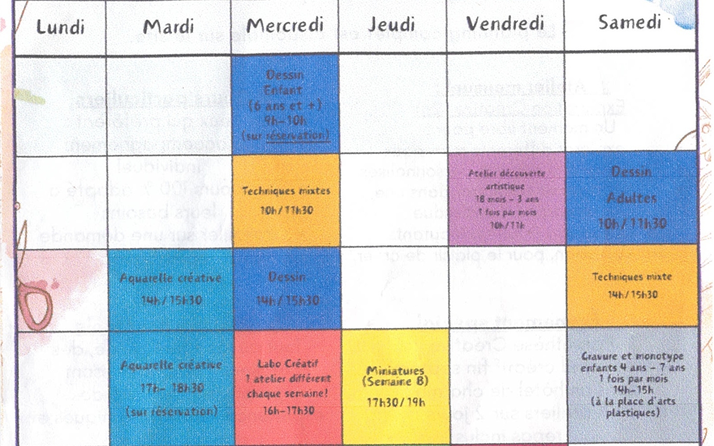 Les cours de dessin et arts plastiques