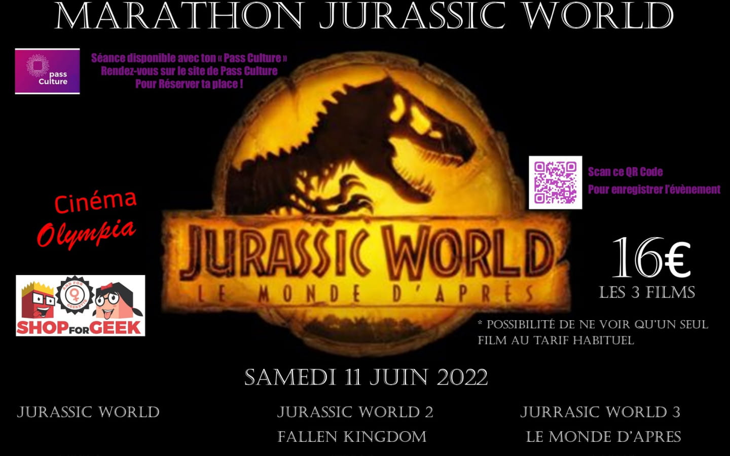 Cinéma - Marathon Jurassic World