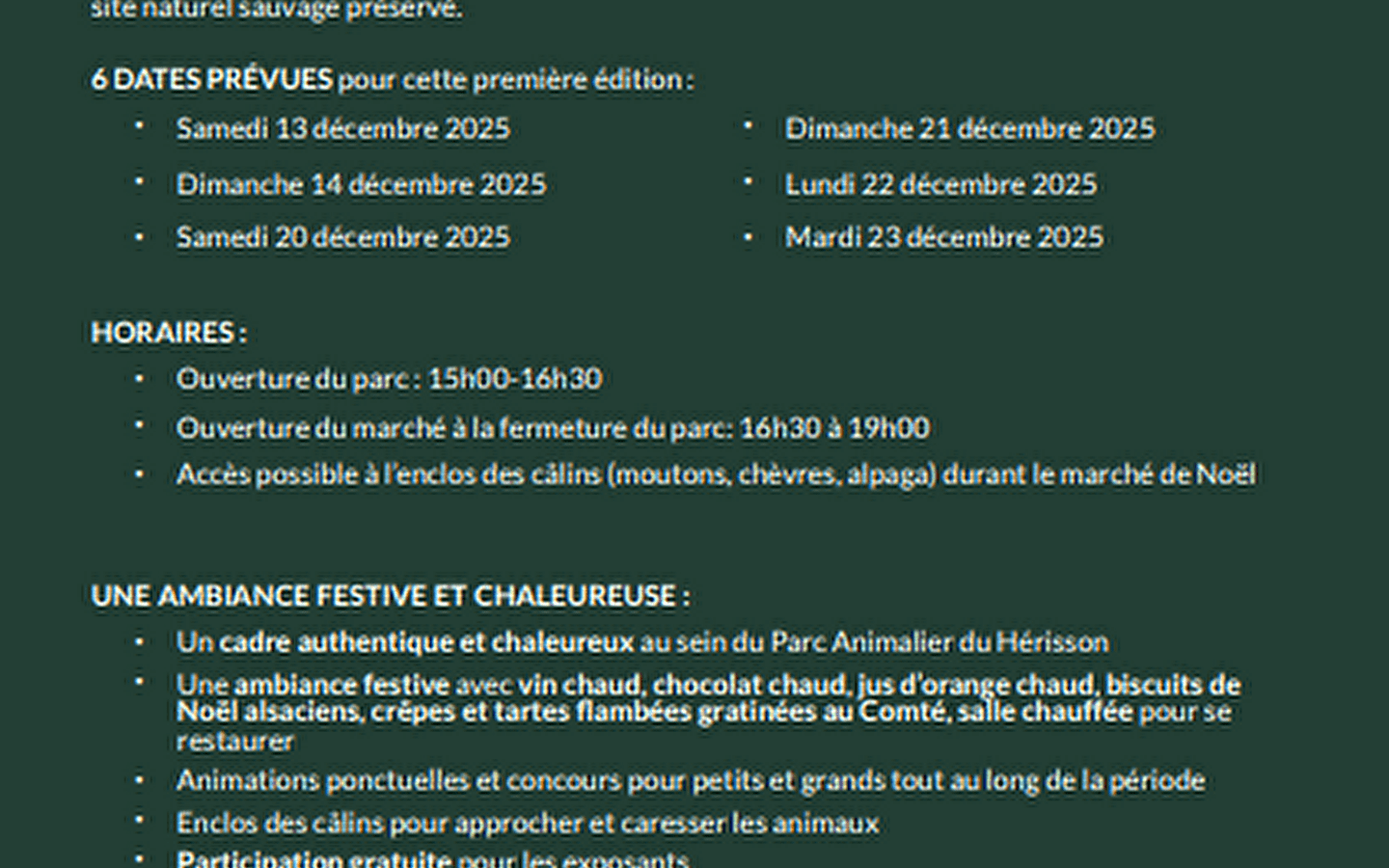 Marché de noël - Parc Héria