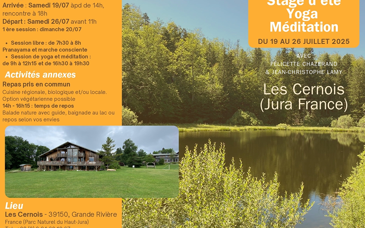 Stage d'été Yoga - Meditation aux Cernois