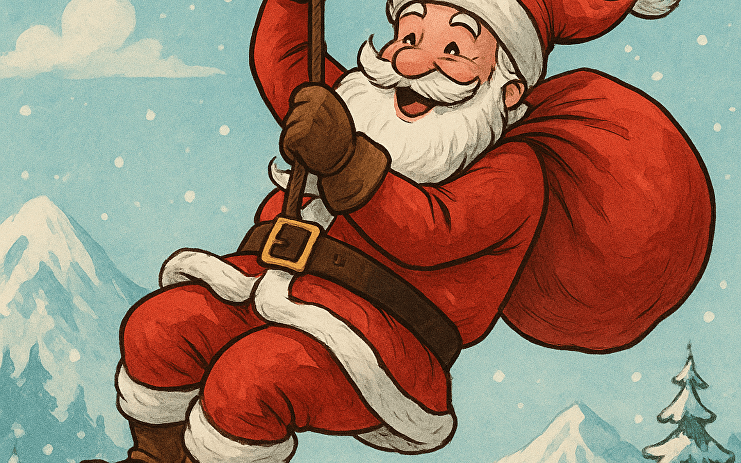 Descente du père noël en tyrolienne