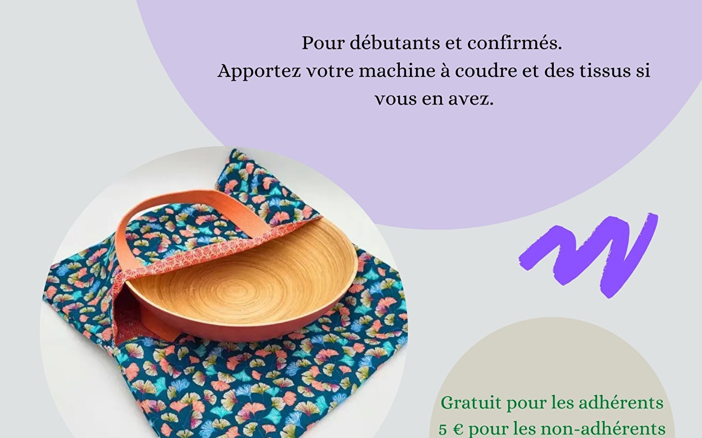 Atelier couture 'sac à tartes'