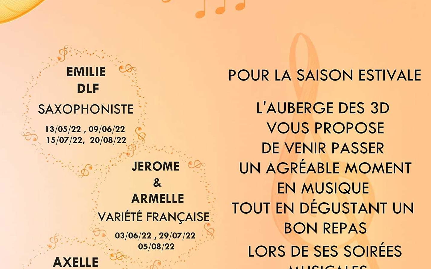 Les soirées musicales à l'Auberge des 3D