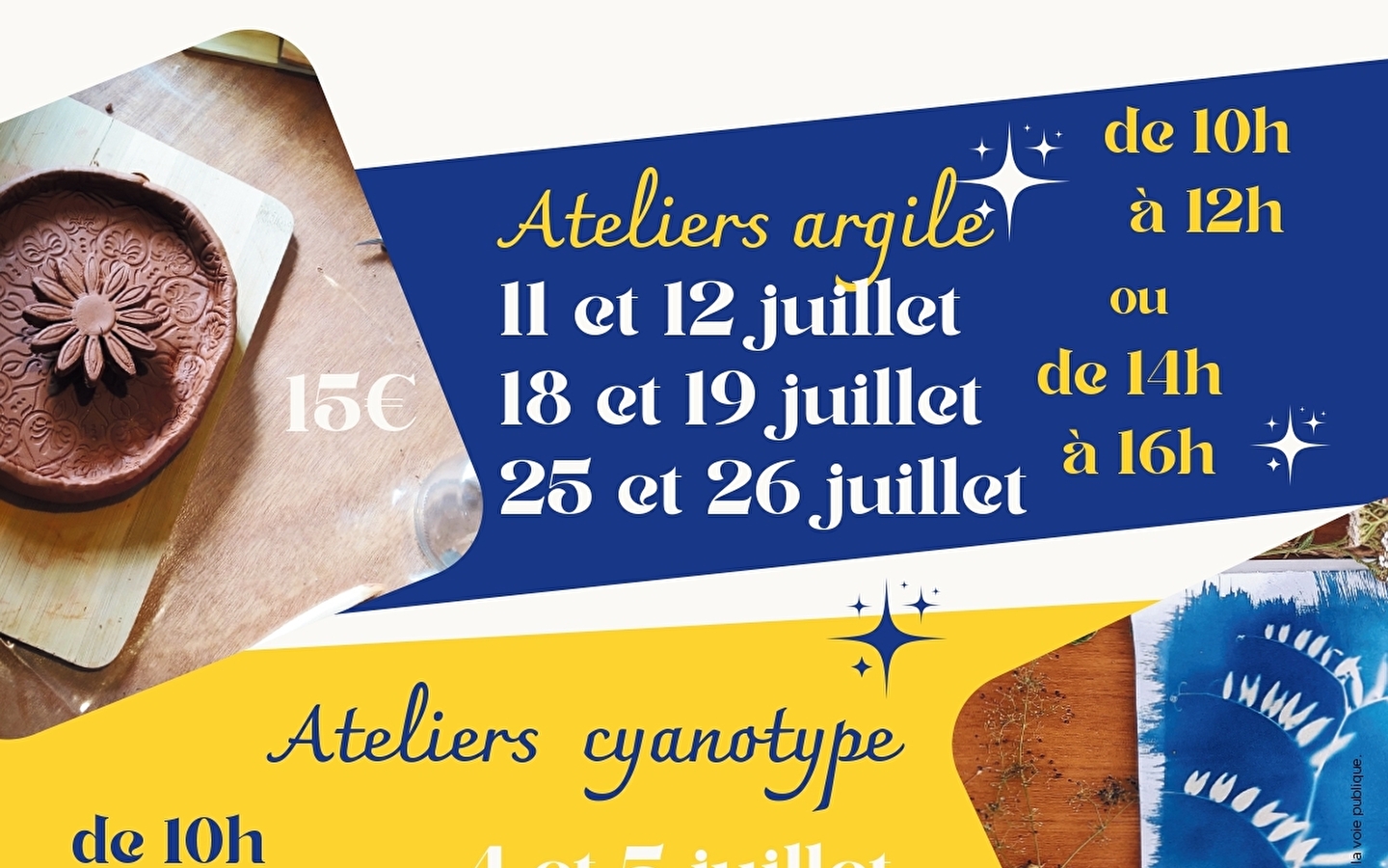 Atelier pa'poterie - découvrir l'argile et le cyanotype 