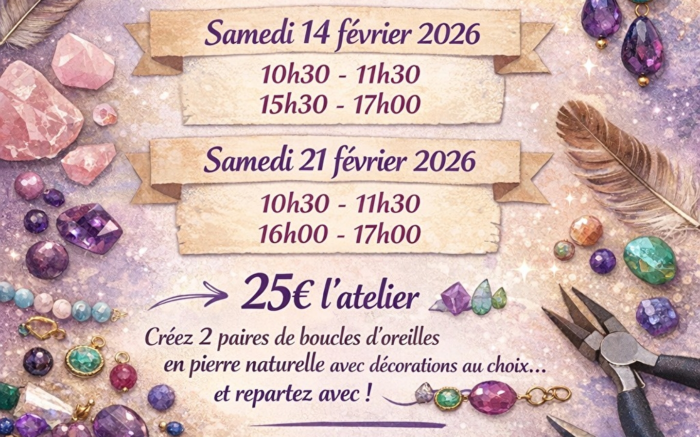 Atelier création de boucles d'oreilles avec TERRA NOVA MINÉRAUX 