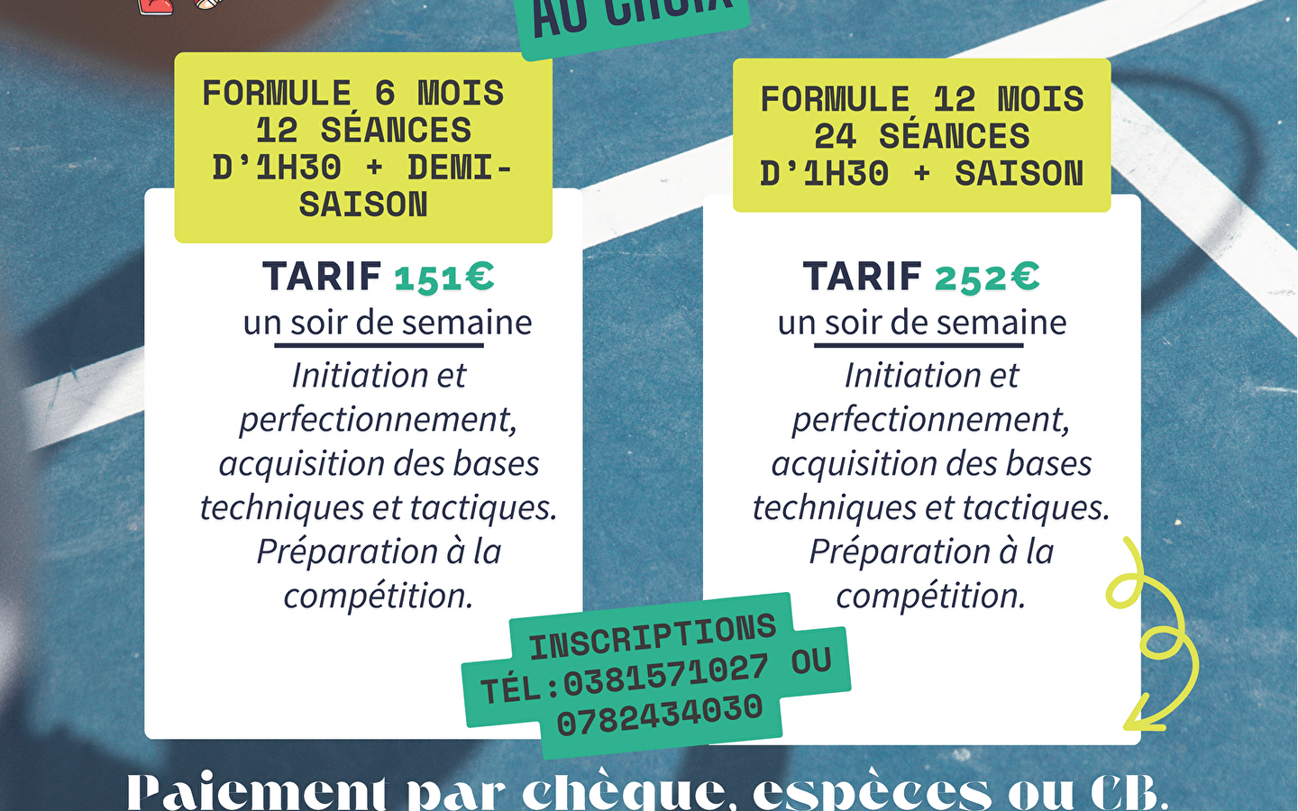 Reprise des cours - Tennis club de la vallée d'Ornans