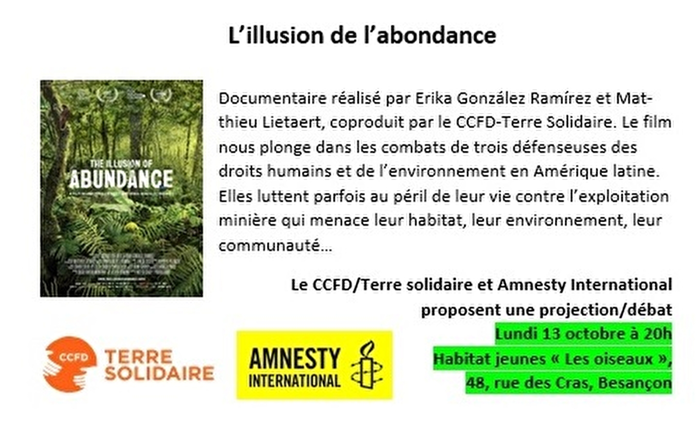 Projection/débat l'illusion de l'abondance