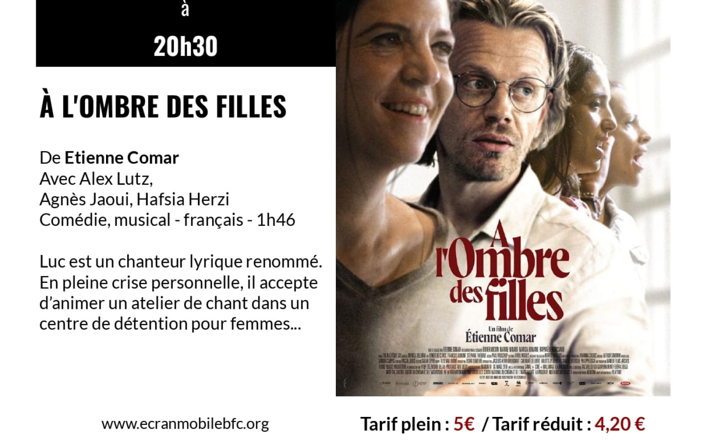 Séance cinéma 'À l'ombre des filles' Chevalerie Saint-Amour Mercredi 25 mai 20h30