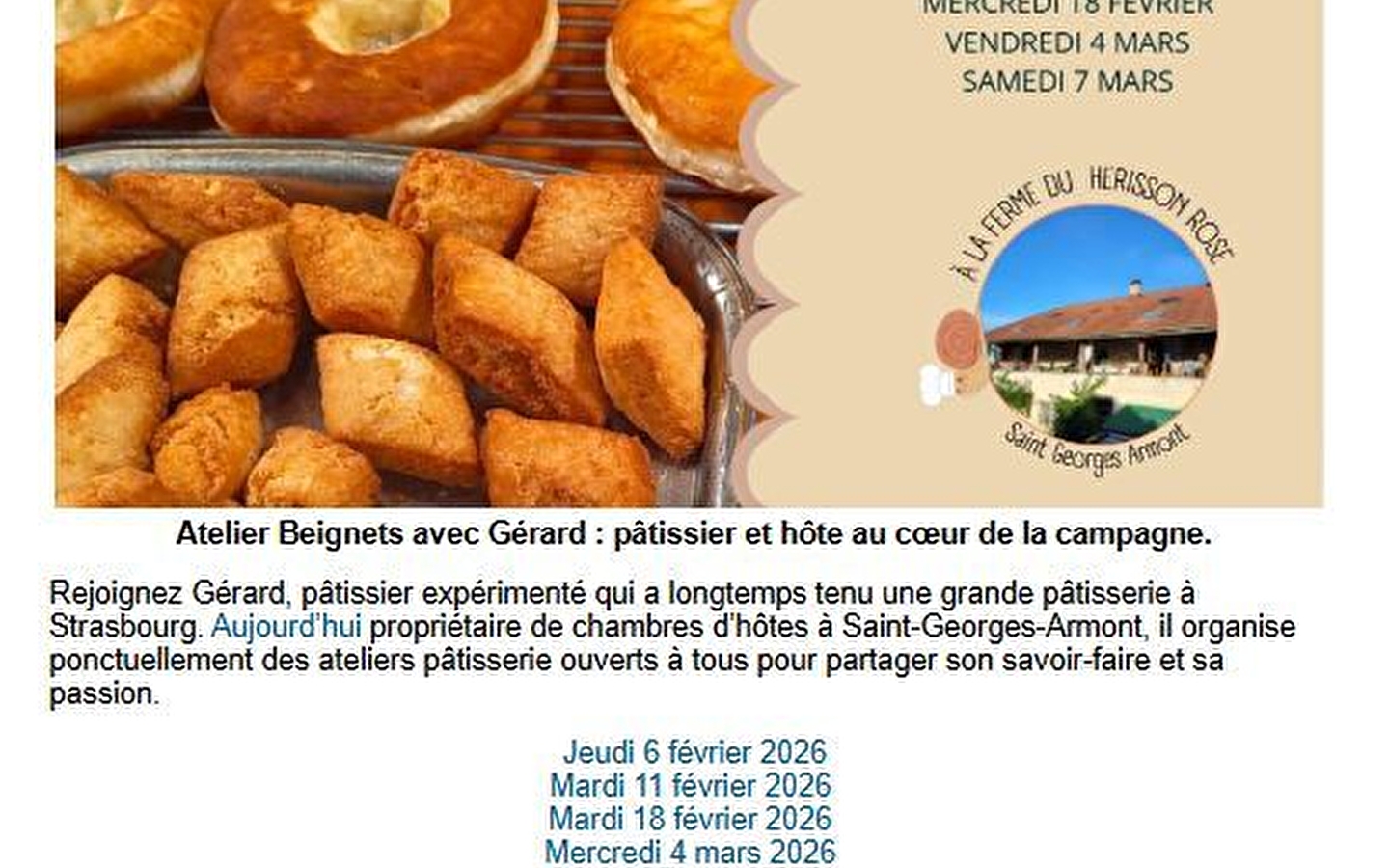 Atelier Beignets avec Gérard : pâtissier et hôte au coeur de la campagne.