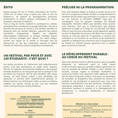 Prélude Festival de créations étudiantes et émergentes