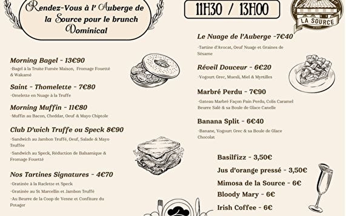 Brunch dominical à l'Auberge de la Source
