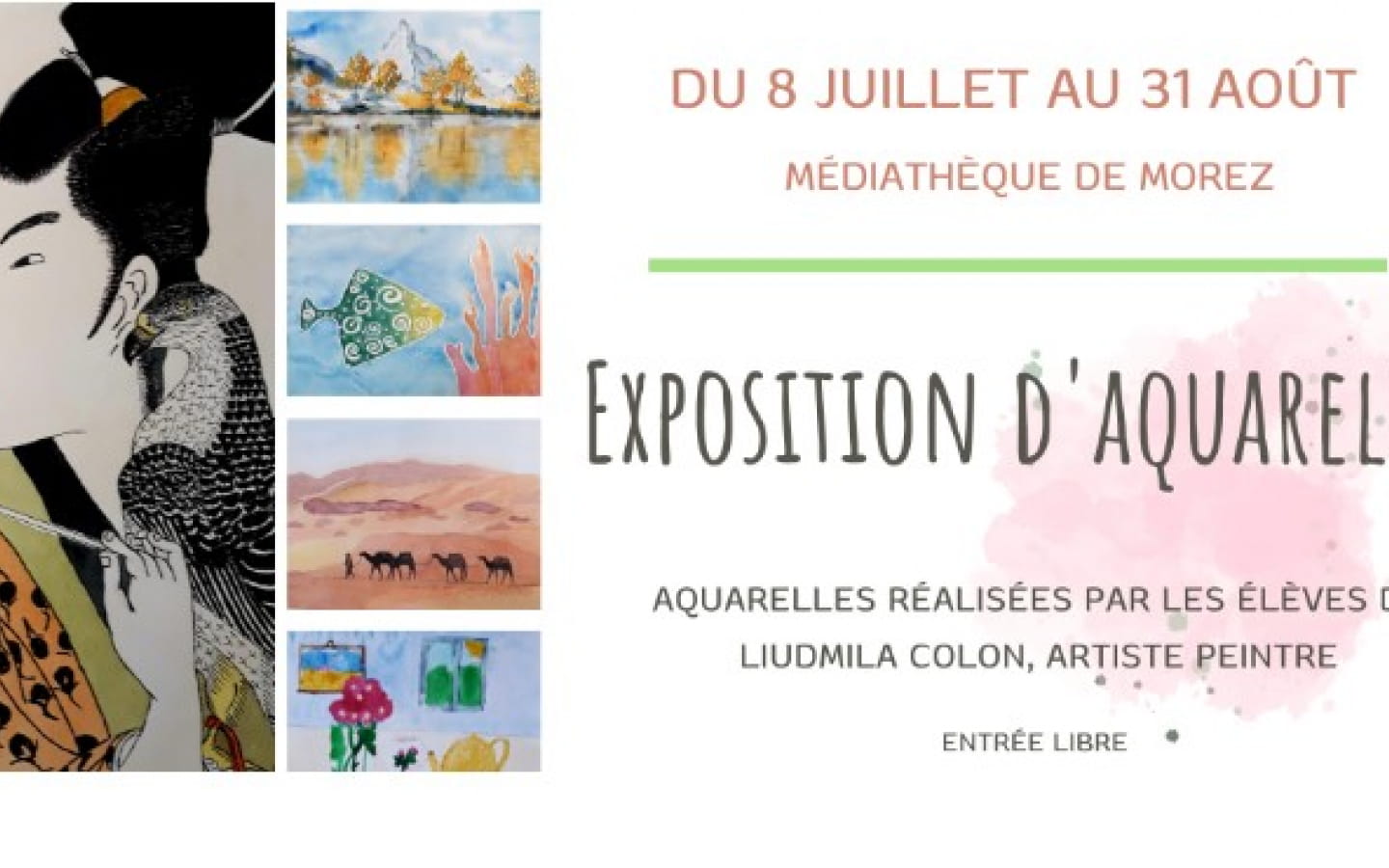 Exposition d'aquarelles à la médiathèque