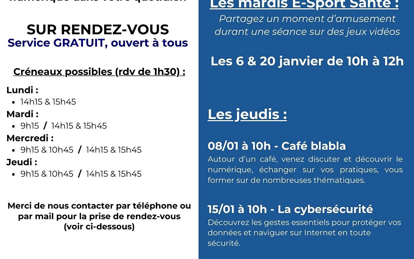 Ateliers Conseiller Numérique - janvier 2026