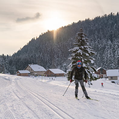 Piste bleue de ski nordique - La ferme Guichard depuis La Praille