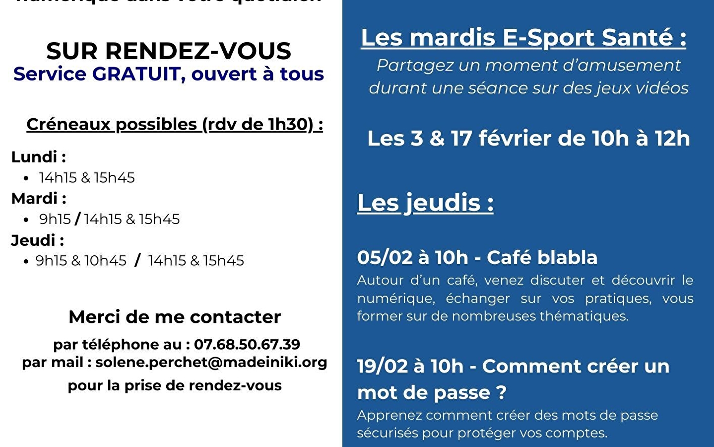 Programmation ateliers Conseiller Numérique février 2026