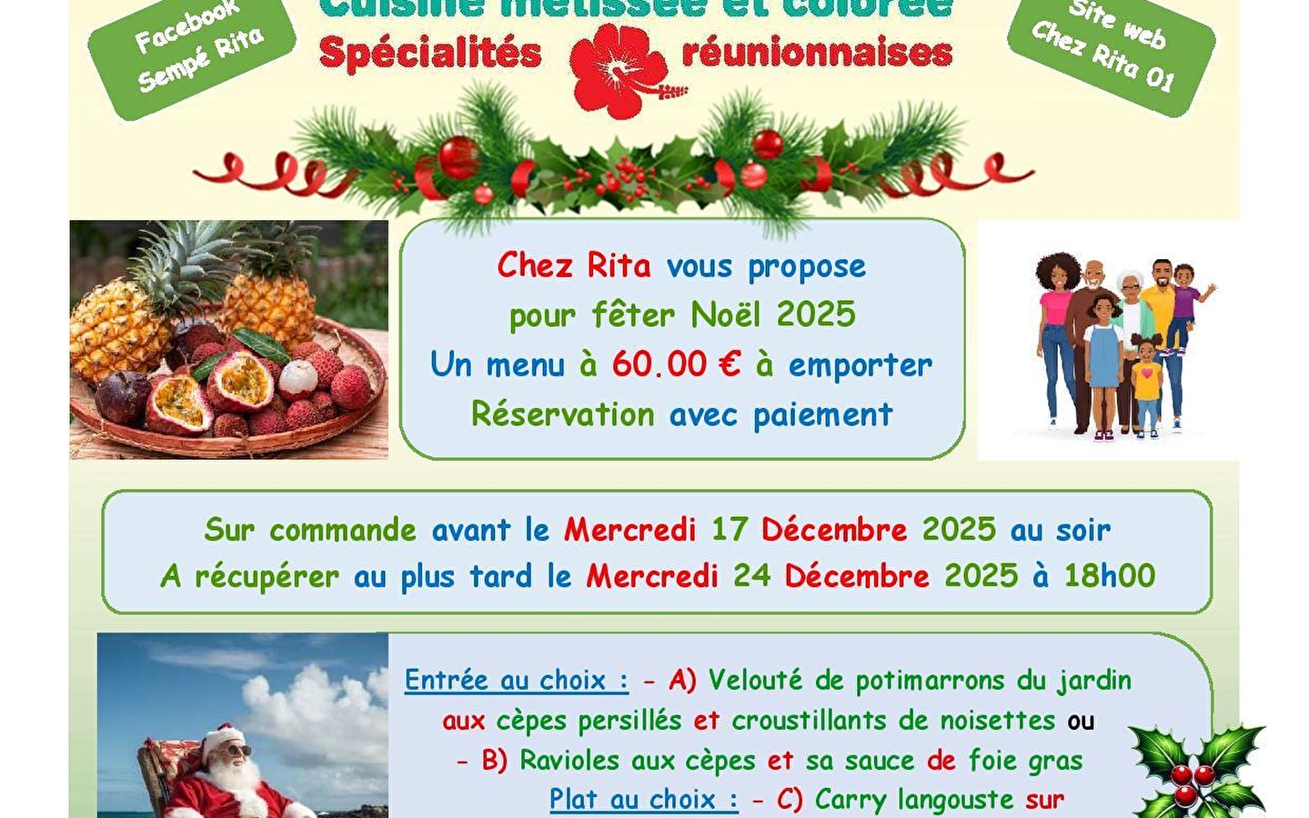 Menu de Noël Chez Rita
