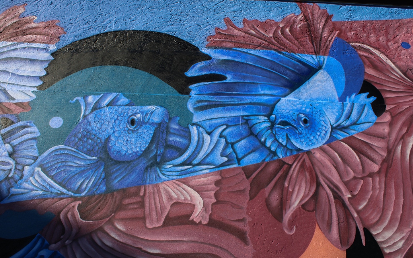 Fresques et murs peints - Dancing fishes de Smoka