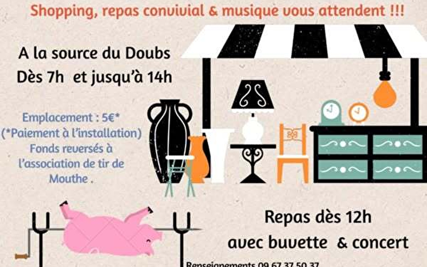 Vide grenier et cochon à la broche