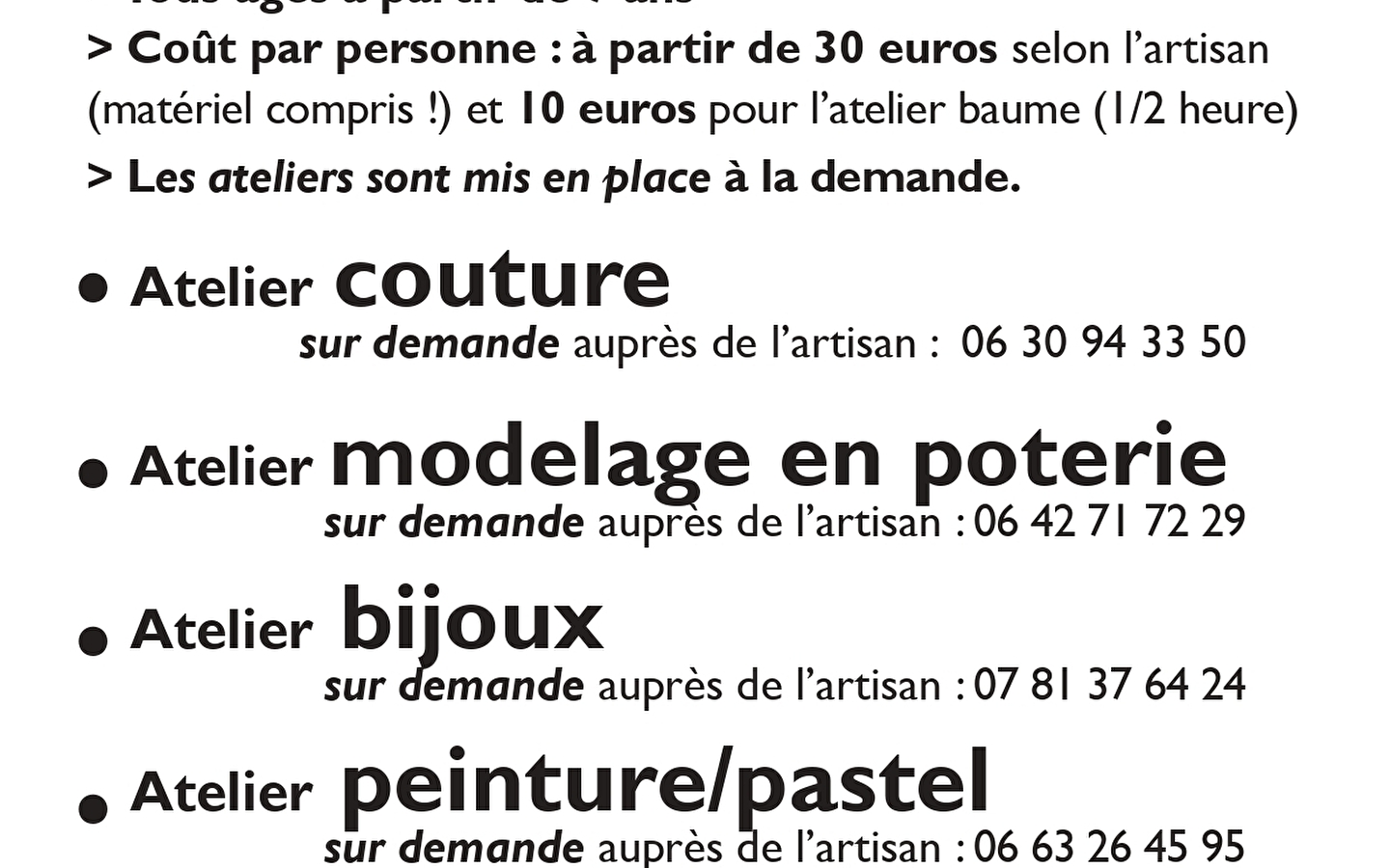 Ateliers 'Le bel été de Bois d'Amont'